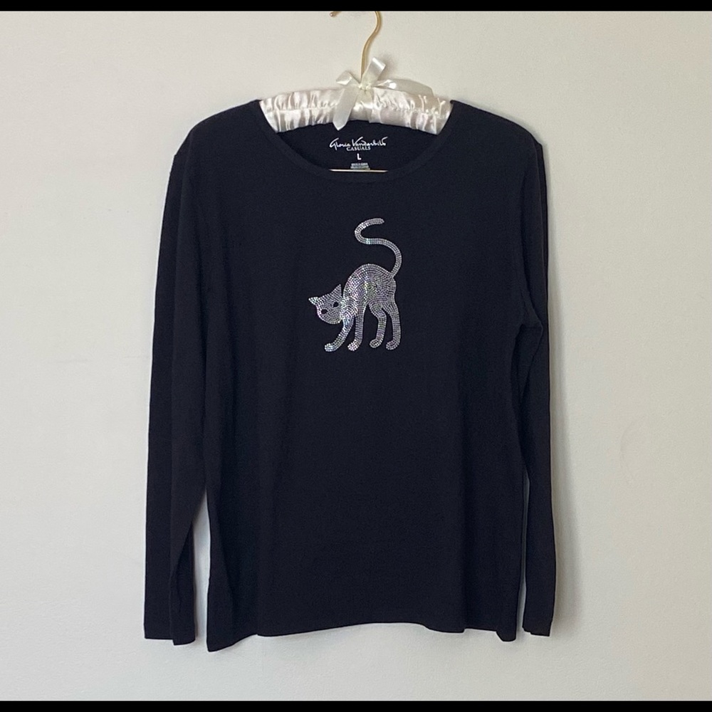 Gloria Vanderbilt Tabitha Sparkle Cat TShirt